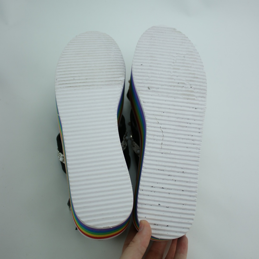 Rainbow Platform Sandals Snake Heels Strappy Pride - Picture 8 of 8